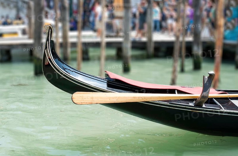 Ancient gondolas boat in Venice. Close up gondola