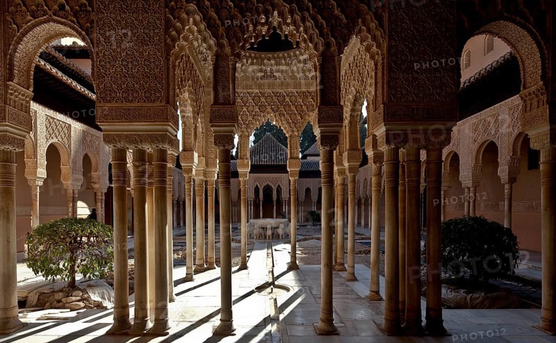 Nasrid Palace, Courtyard of the Lions (Patio de los Leones) View across the fountain to the east