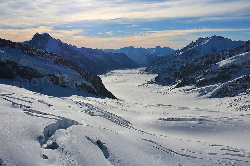 Aletsch glacier and mountains. View from Jungfraujoch, Switzerland
