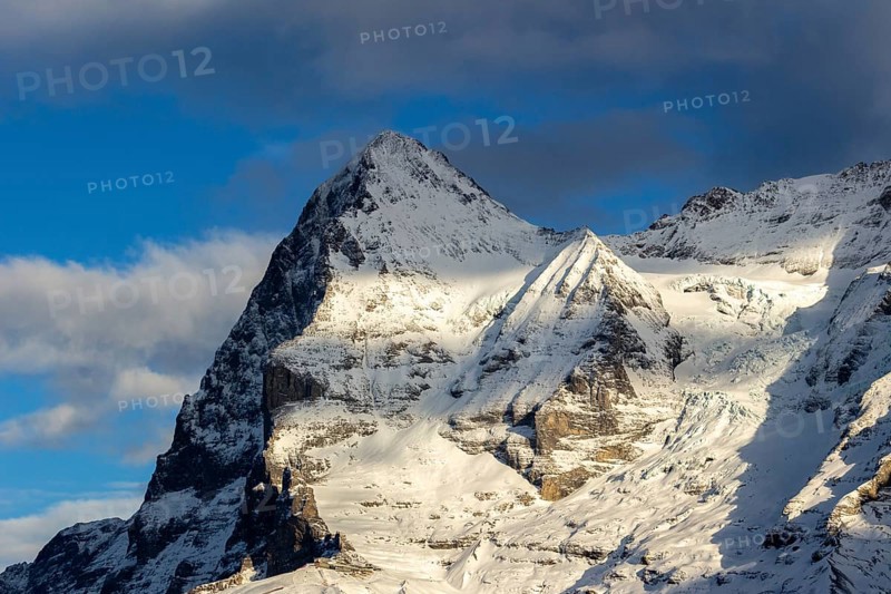 Eiger Mountain at Sunset in Winter. Swiss Alps. Switzerland