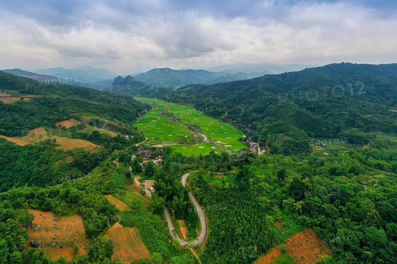Typical Vietnamese landscape in spring with green vegetation