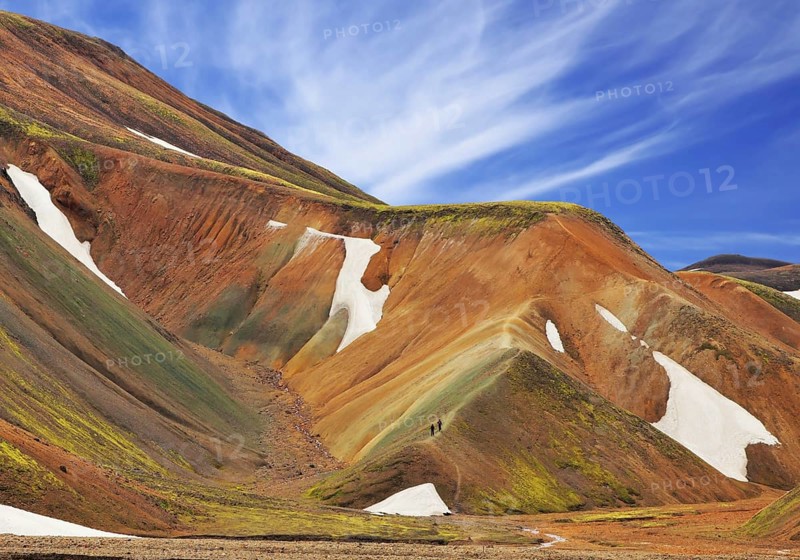 Colorful smooth mountains in the Icelandic reserve Landmannalaugar. Rhyolite mountains