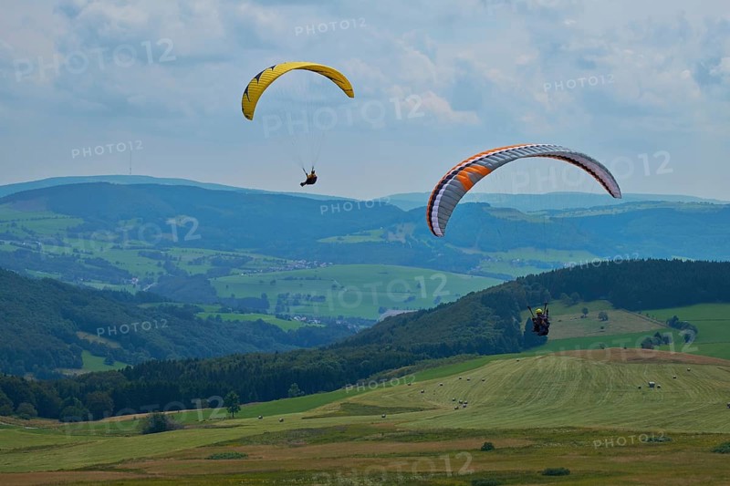 Hang glider at the Wasserkuppe, Rhön Biosphere Reserve, Heß