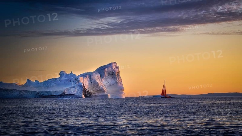 Greenland Ilulissat glaciers at fjord Disco Bay West Greenland