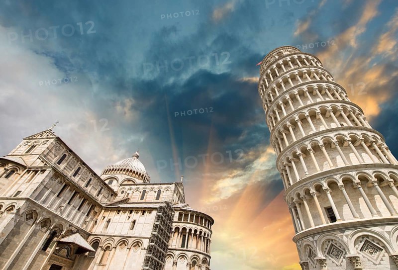 Pisa, Tuscany. Wonderful wide angle view of Miracles Square