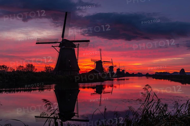 Sunrise on the KInderdijk, Netherlands