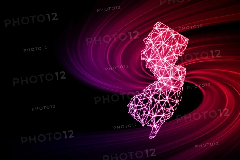 Map of New Jersey, Polygonal mesh line map, modern map