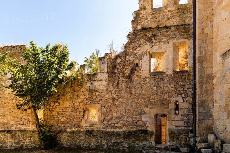 View of the ruins of an ancient abandoned monastery in Santa Maria de Rioseco, Burgos