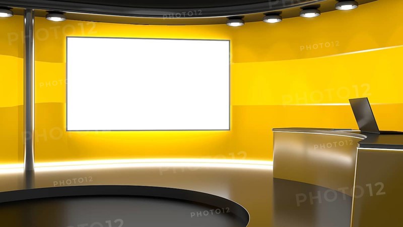 3d rendering of an orange television studio background