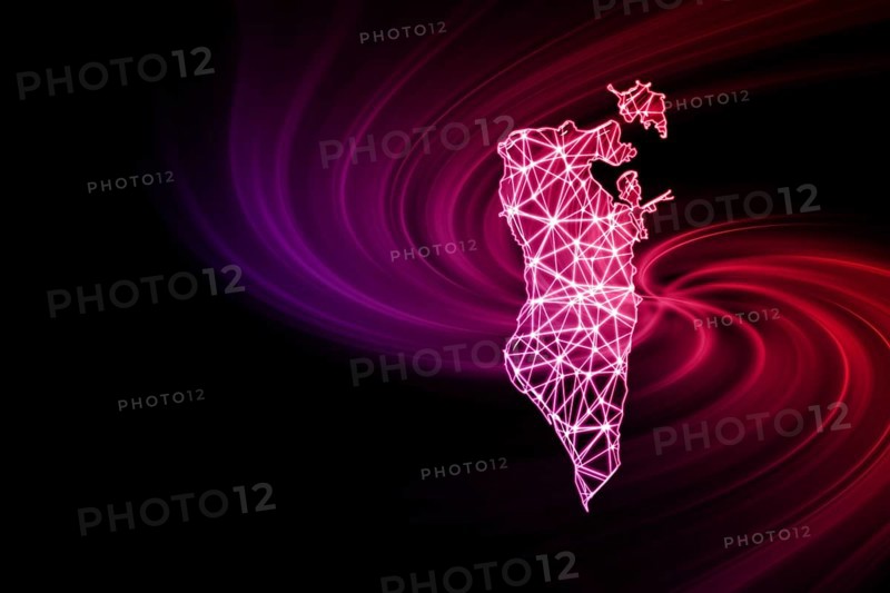 Map of Bahrain, Polygonal mesh line map, modern map