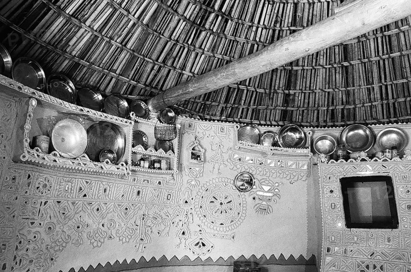 Interior of house in Ludia village in Kutch district, Gujarat, India