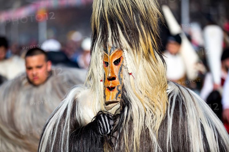 Participants take part in the International Festival of Masquerade Games Surva. The festival promotes variations of ancient Bulgarian and foreign customs and masks