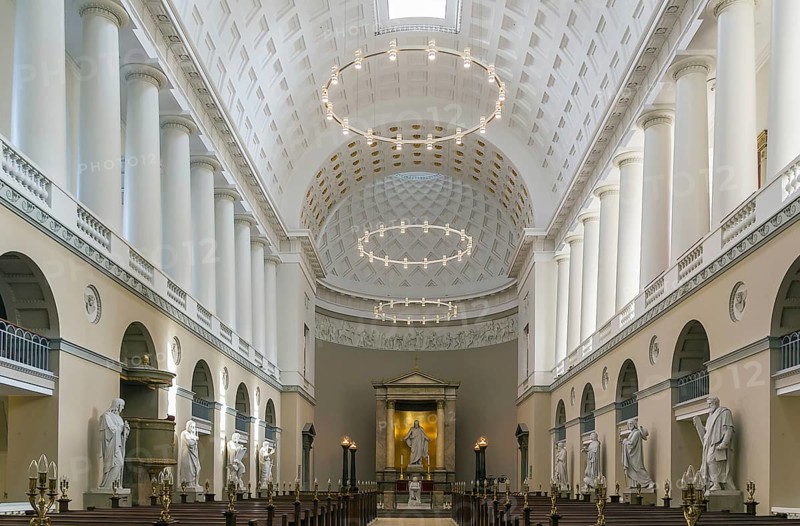 The Church of Our Lady is the cathedral of Copenhagen and the National Cathedral of Denmark. Statues by Bertel Thorvaldsen depicting Jesus Christ and his Apostles