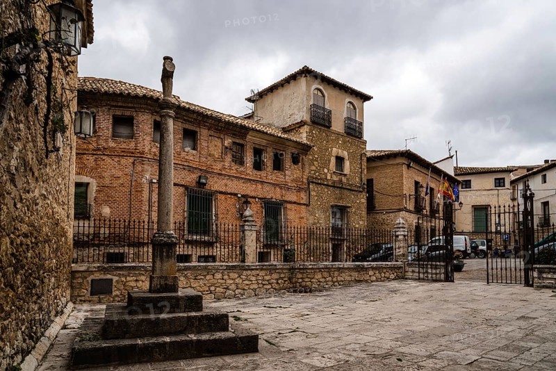 Pastrana, Spain, February 29, 2020: Collegiate Church of the Assumption. Exterior view