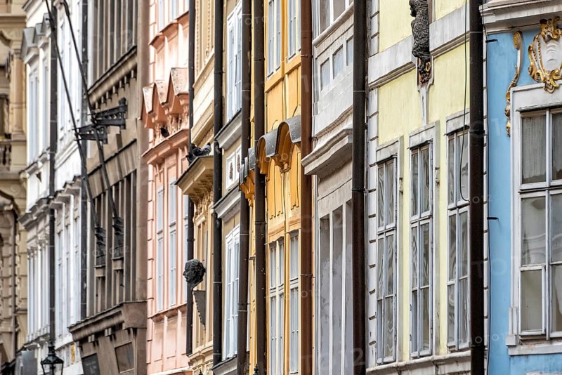 Old town centre of Prague in the Czech Republic with historic buildings