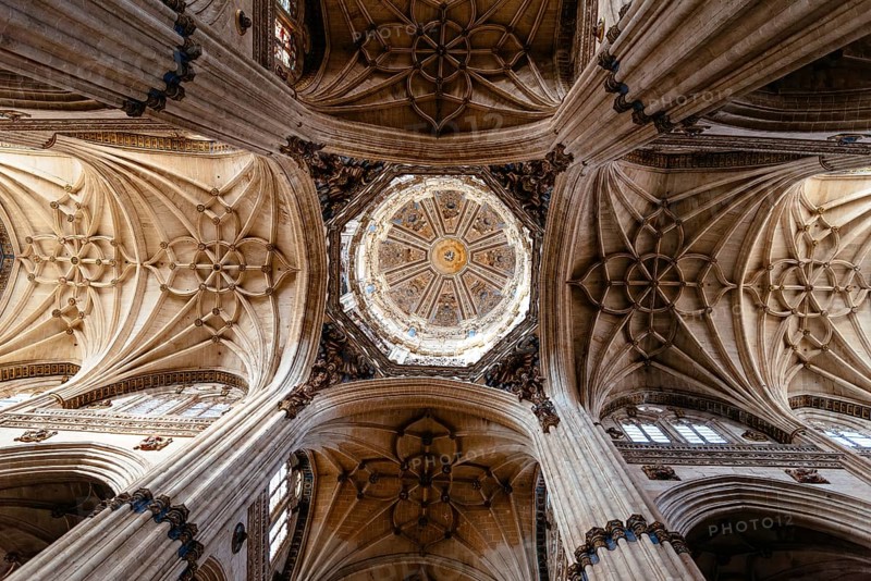 Salamanca, Spain, January 15, 2022: Cathedral of Salamanca. Interior view of the vaults