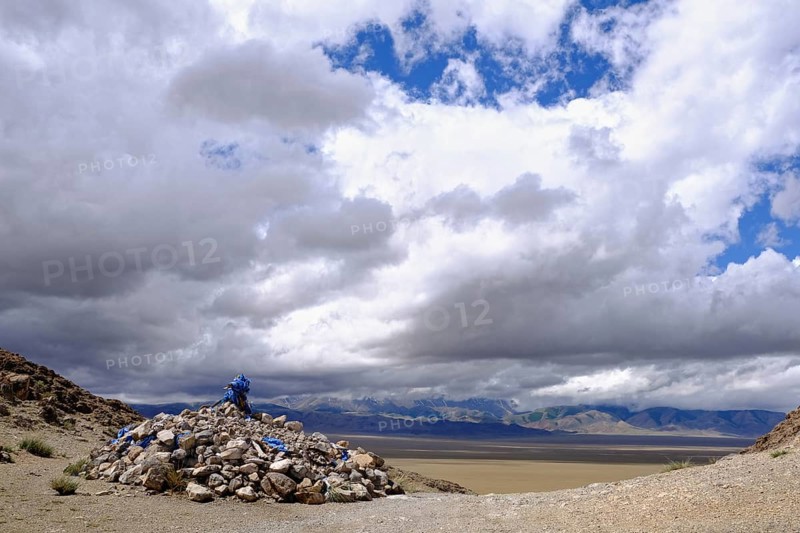 Obo a place of worship for local spirits in West Mongolia