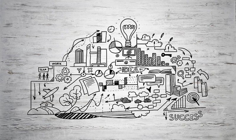 Effective business planning concept on wooden surface background