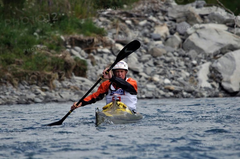 David McKenzie competing in the kayaking leg of the Coast to Coast triathlon, West Coast, South Island, New Zealand, 2011