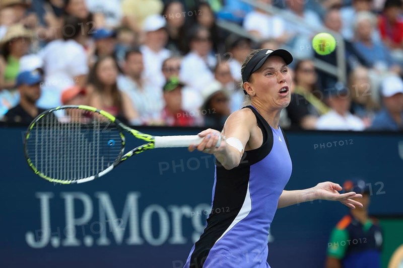 Tennis player Tennis player Caroline Wozniacki of Denmark in action at the US Open 2024 Championships, Billie Jean King Tennis Center, Queens, New York, USA.