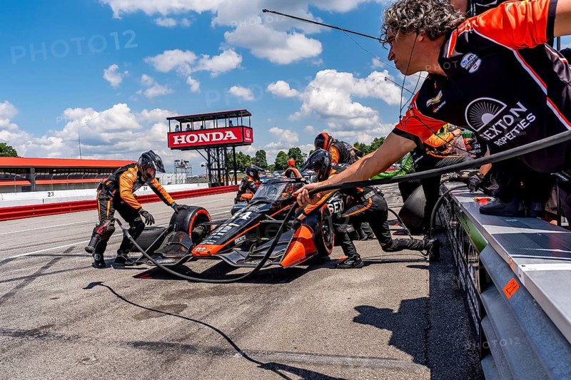 SANTINO FERRUCCI (14) of Woodbury, Connecticut comes down pit road for service during the Honda Indy 200 at Mid-Ohio Sports Car Course in Lexington, OH
