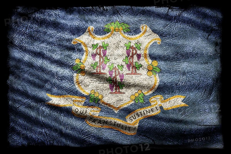 Connecticut Flag, Grunge Texture Background
