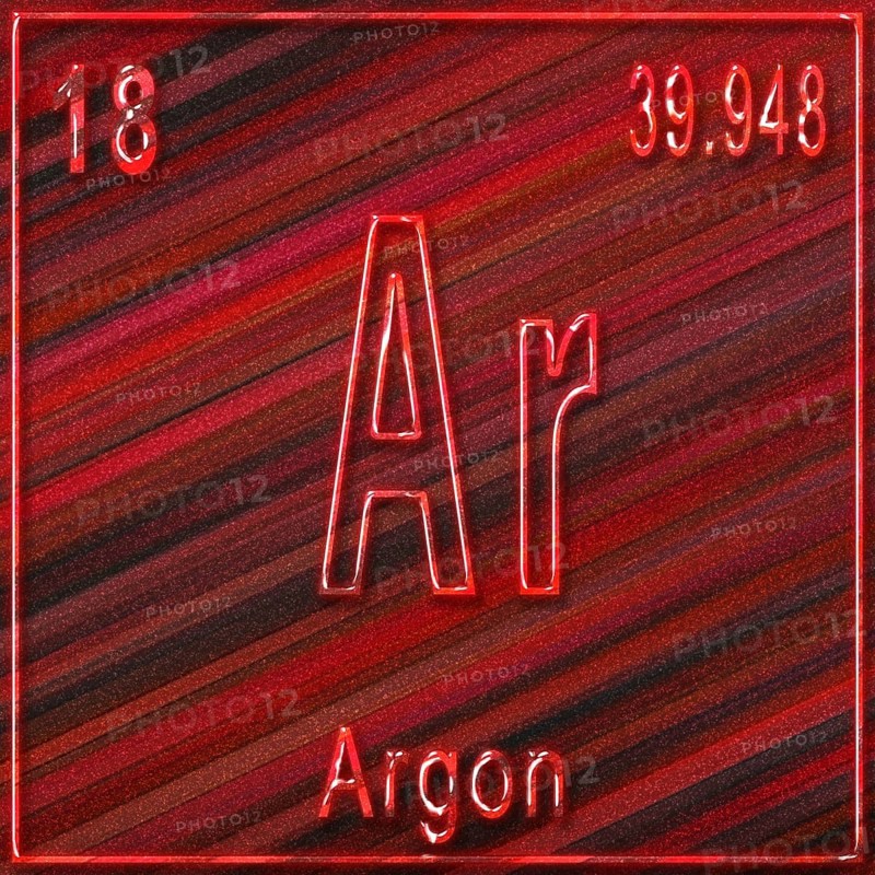 Argon chemical element, Sign with atomic number and atomic weight, Periodic Table Element