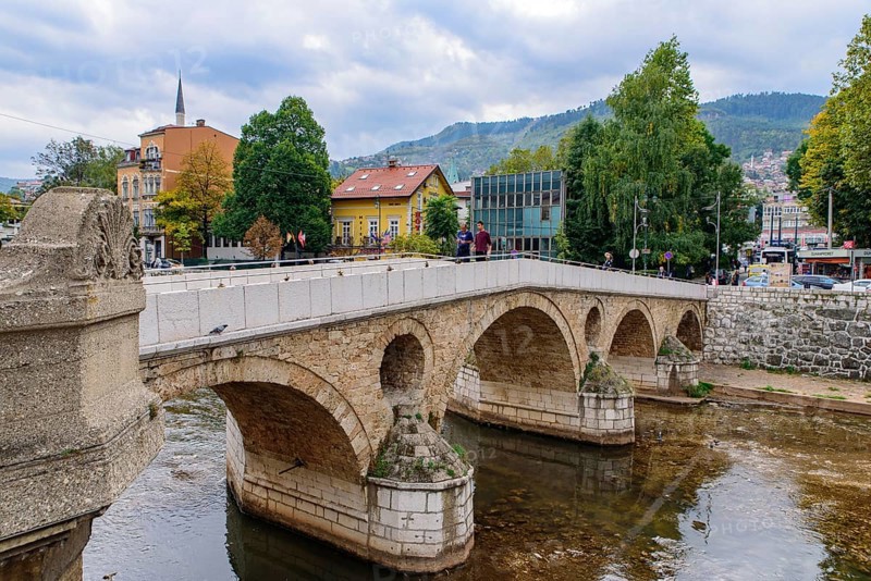 Latin Bridge, an Ottoman bridge in Sarajevo, Bosnia and Herzegovina
