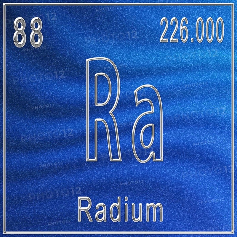 Radium chemical element, Sign with atomic number and atomic weight, Periodic Table Element