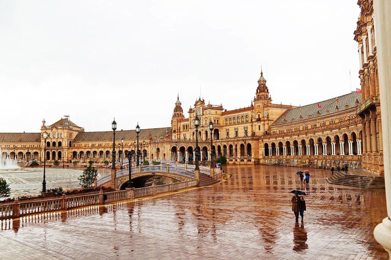 Spain, Andalusia. The Spanish pavilion in Seville at Plaza Espana Austria