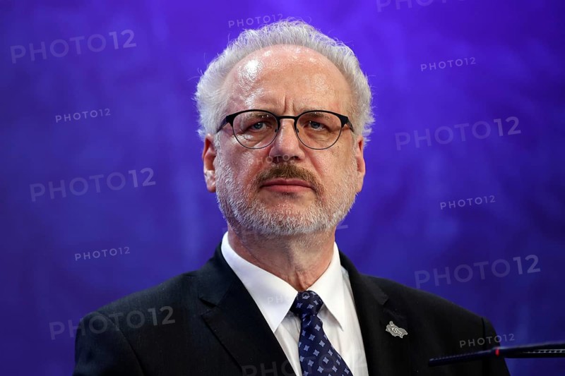 Sofia, Bulgaria - 9 July, 2021: President of the Republic of Latvia Egils Levits attends at a press conference during the sixth Three Seas Summit and Business Forum, Sofia, Bulgaria