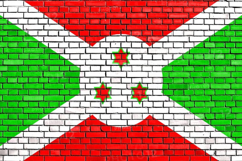 Flag of Burundi painted on brick wall