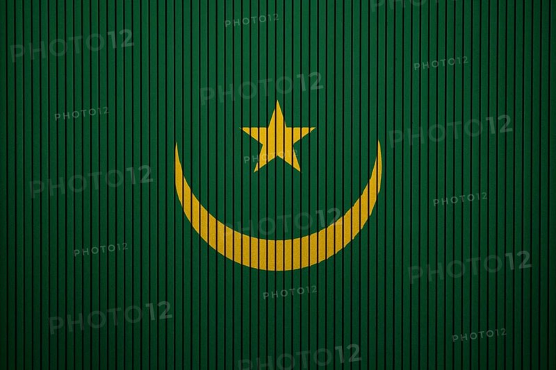 Mauritania Flag painted on the cracked grunge concrete wall