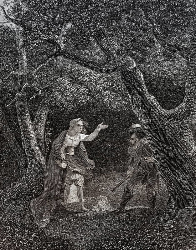 Margarete von Anjou, Königin von Heinrich VI. von Räubern im Wald überfallen Stipple
