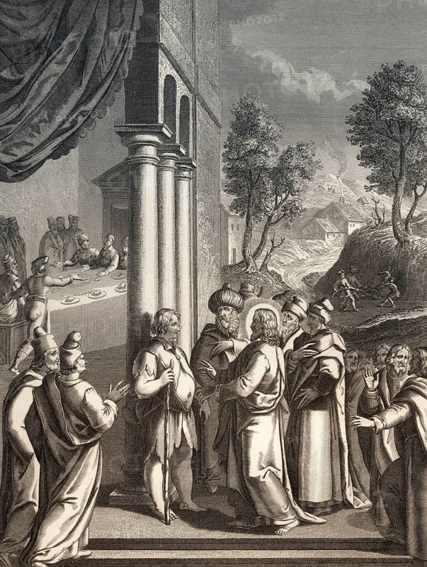The Healing of a paralytic at Bethesda at the Lions' Gate, Jerusalem, New Testament, steel engraving 1853, digitally restored