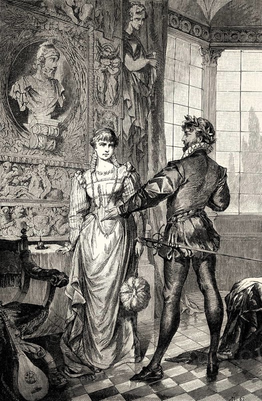 ACT II, SCENE I., the princess and Tasso, scene from Torquato Tasso, a play by Johann Wolfgang von Goethe