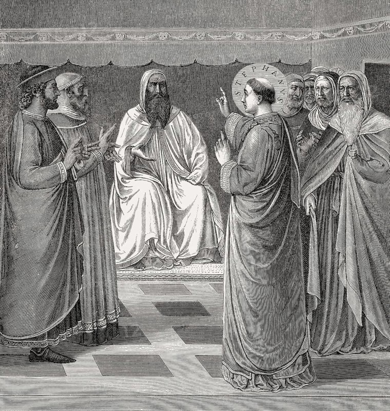 The trial of Saint Stephen, San Lorenzo fuori le mura, Rome, Italy, 19th Century