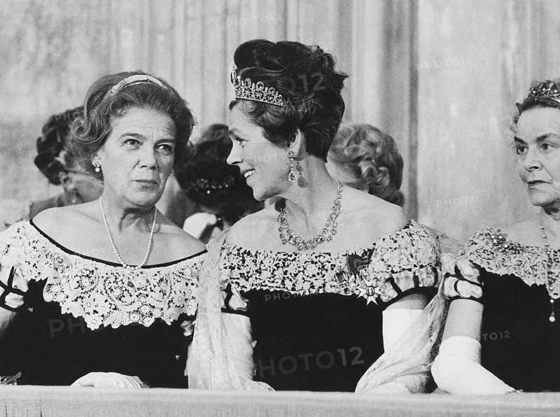 Estelle Bernadotte. Born Estelle Romaine Manville. 1894-1984. She was married to count Folke Bernadotte. Pictured in the middle when attending the opening of the swedish parliament 1966