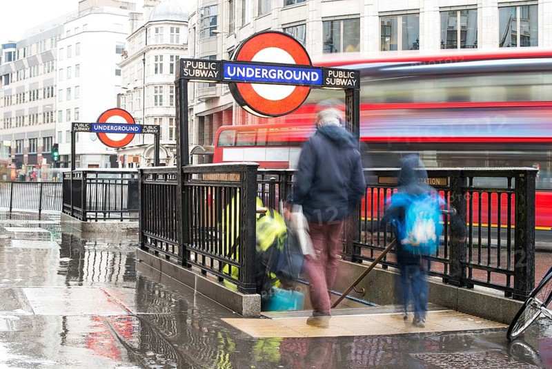 Subway station and subway sign in London