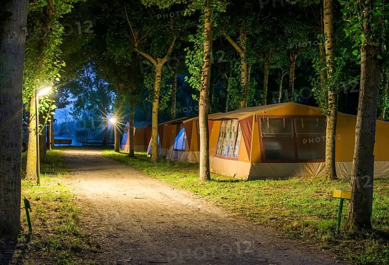 Tents in camping in the night