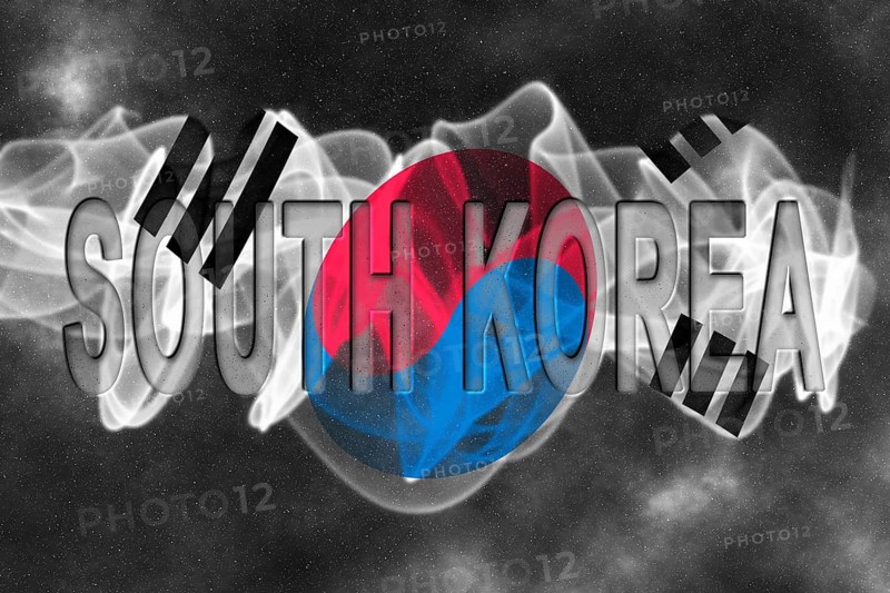 South Korea Flag with Starry Background Smoke Effect