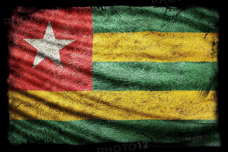 Togo Flag, Grunge Texture Background