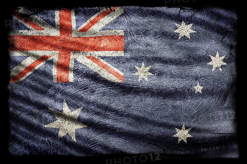Australia Flag, Grunge Texture Background