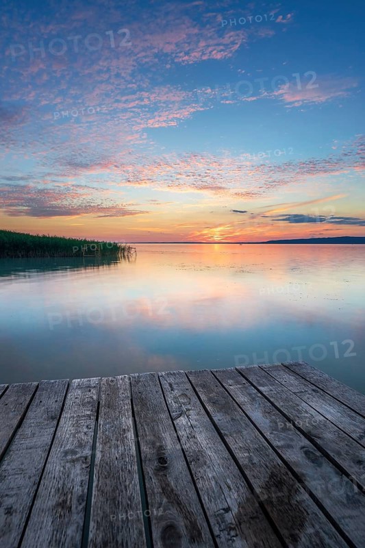 Lake Balaton with beautiful sunset near Keszthely