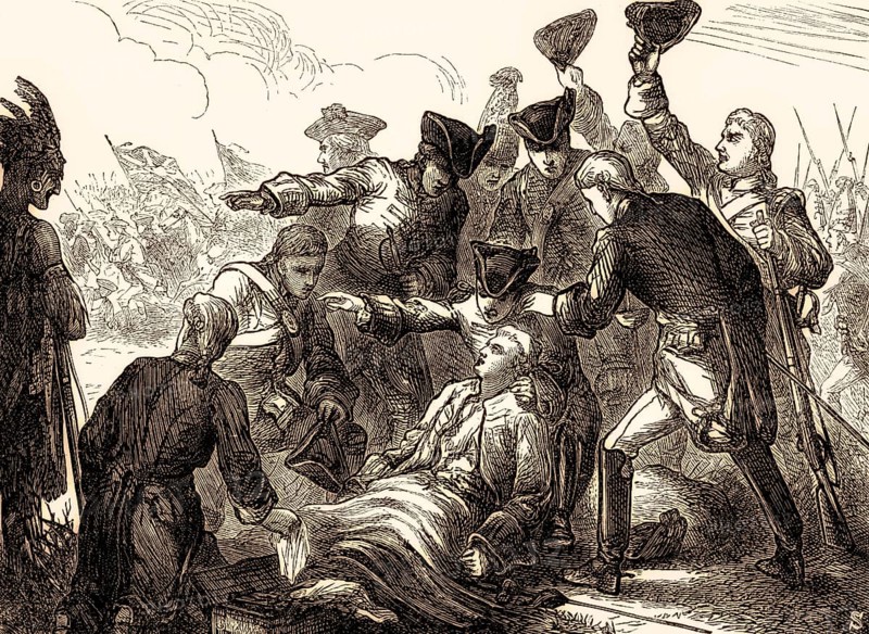 The Death of General Wolfe, Battle of the Plains of Abraham, Battle of Quebec, 1759, Seven Years' War, From British Battles on Land and Sea, by James Grant