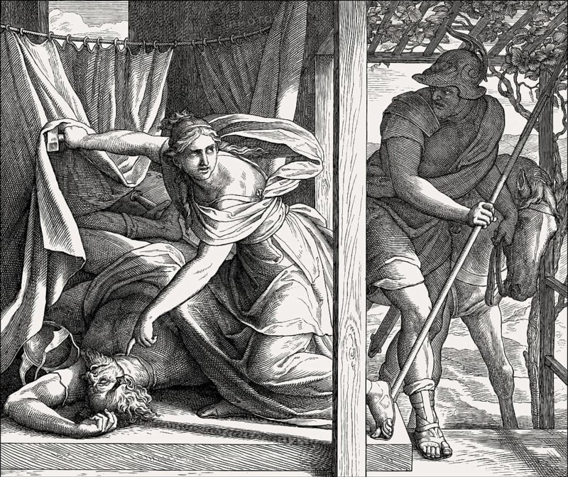 Jael Shows Barak the Body of Sisera, Old Testament, by Julius Schnorr von Carolsfeld, 1860