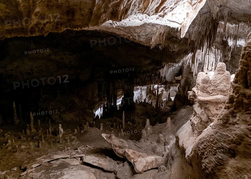 Porto Cristo, Spain, 23 January, 2024: view of the rock formations inside the Cuevas del Drach in eastern Majorca