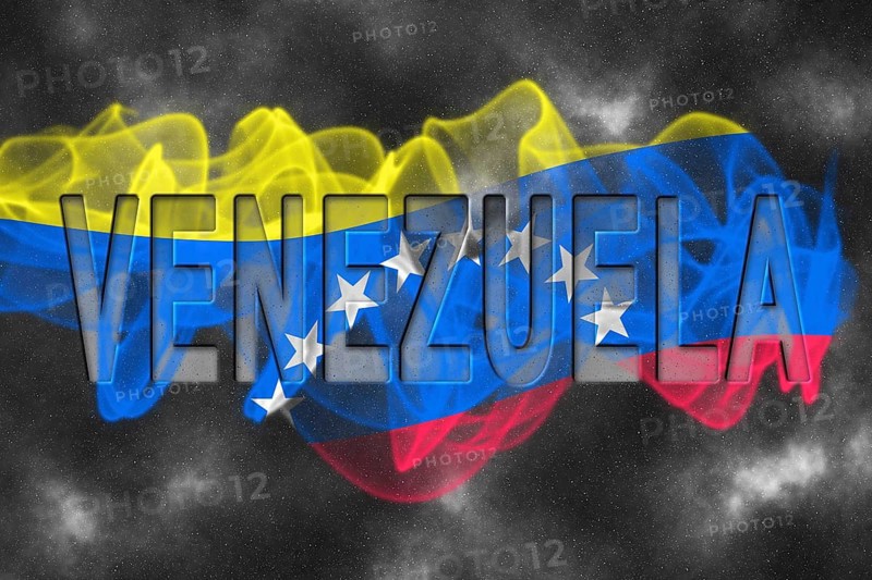 Venezuela Flag with Starry Background Smoke Effect