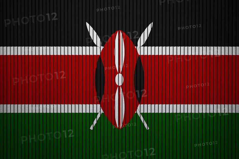 Kenya Flag painted on the cracked grunge concrete wall