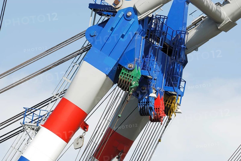 Details of the boom of a floating crane